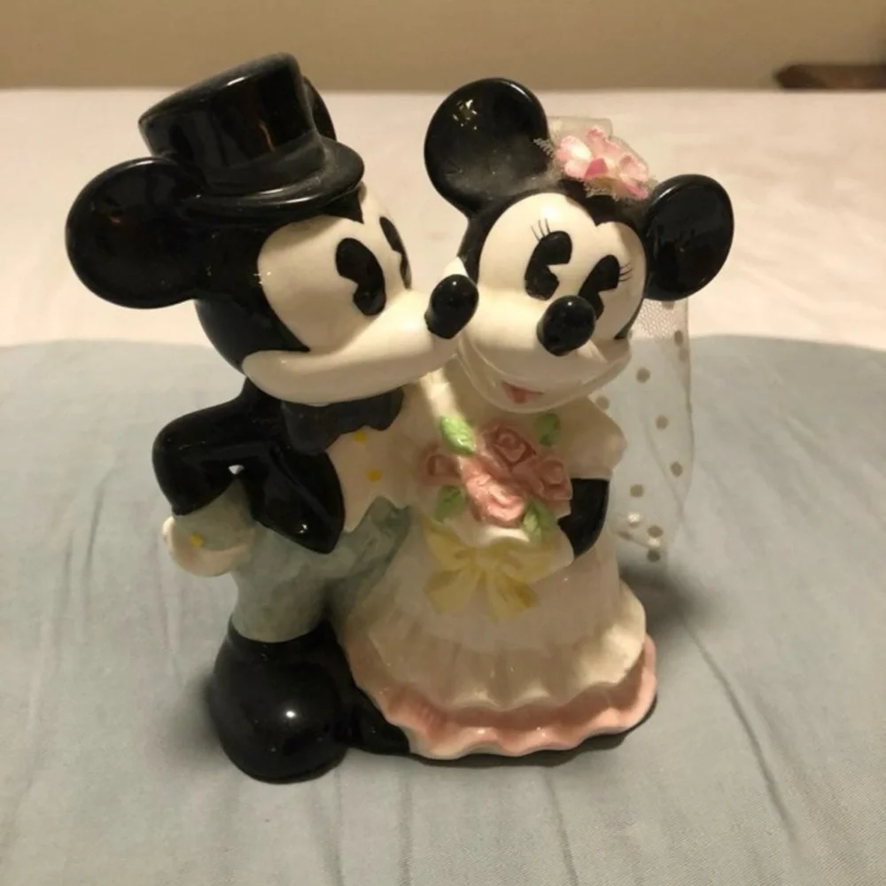 Disney Wedding Cake Topper - Black, White, Pink, and Green